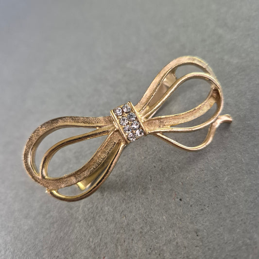 Vintage Schleifen-Brosche mit Strass – Femininer Glanz im Retro-Stil