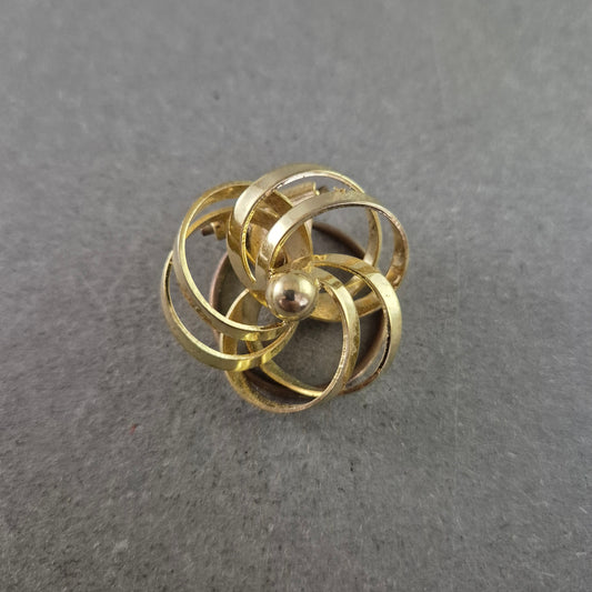 Vintage Brosche Goldfarben – Abstraktes Wirbel Design