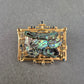 Vintage Brosche Abalone & Blaue Steine – Rechteckig Goldfarben