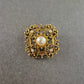 Vintage Brosche Gold Quadrat – Filigran & Große Perle