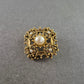 Vintage Brosche Gold Quadrat – Filigran & Große Perle