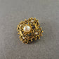 Vintage Brosche Gold Quadrat – Filigran & Große Perle
