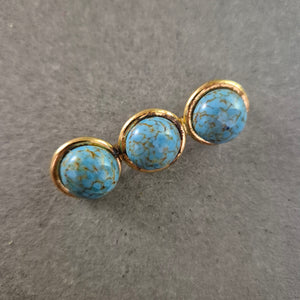 Vintage Brosche blaue Steine – Goldfarben Retro Look