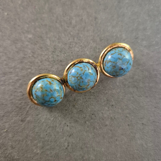 Vintage Brosche blaue Steine – Goldfarben Retro Look