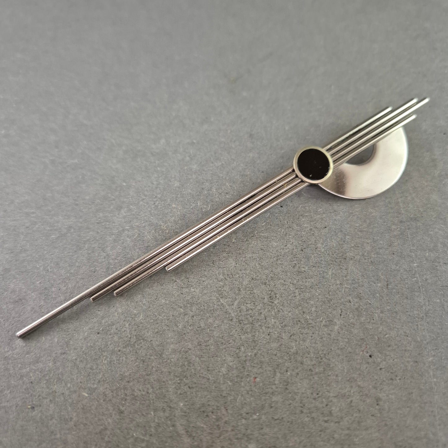 Vintage Brosche Modernist – Geometrisch Silberfarben Schwarz