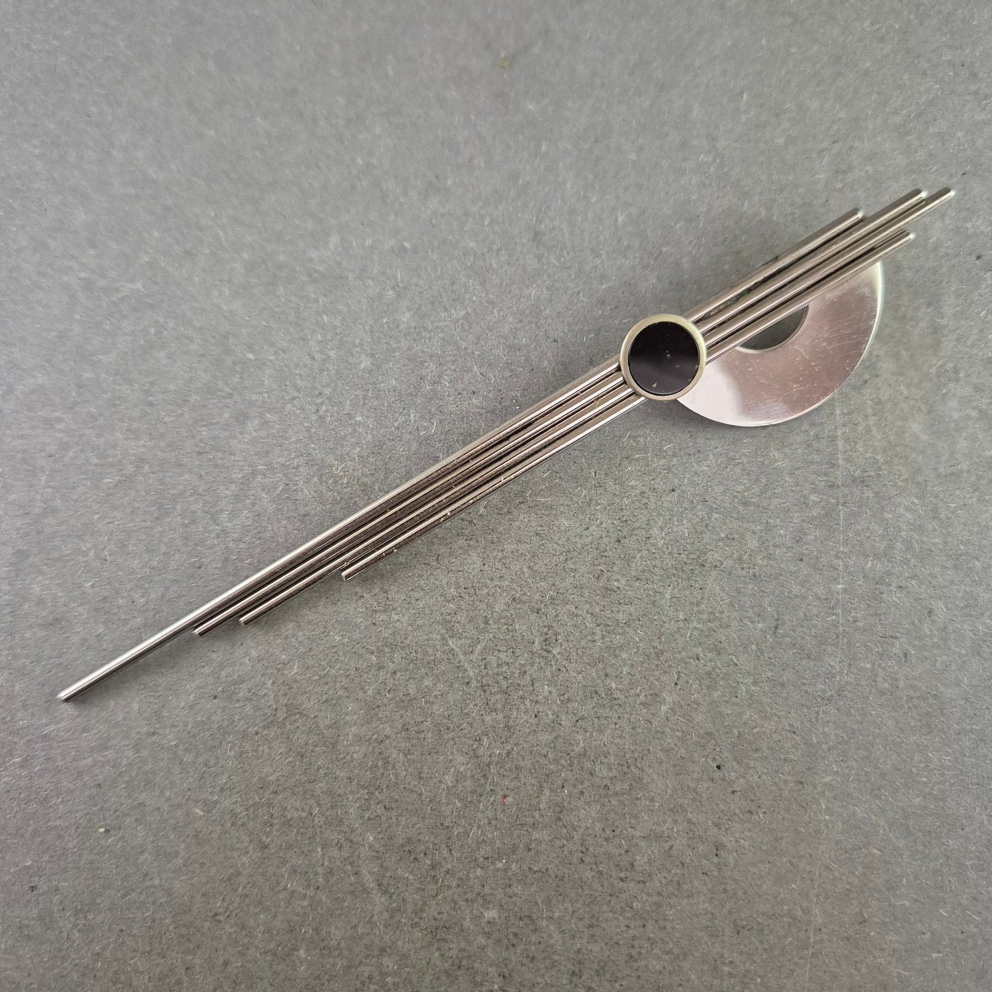 Vintage Brosche Modernist – Geometrisch Silberfarben Schwarz