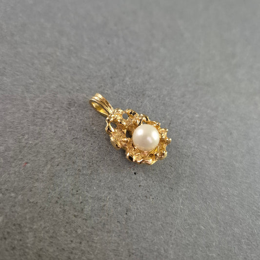 Zarter Vintage Perlen Anhänger Goldfarben – Organisches Design