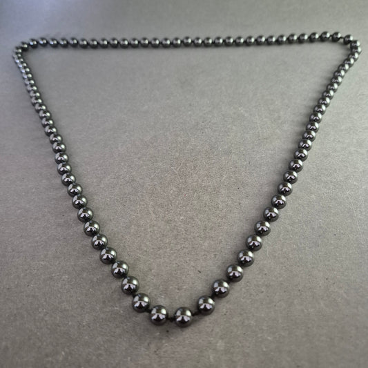 Elegante Hämatit Halskette – Klassische Kugelform in Schwarzglanz