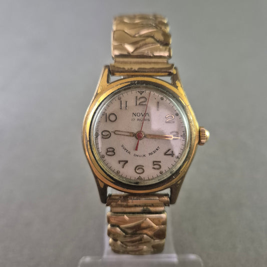 Vintage Nova Herren Uhr – 17 Rubis Handaufzug mit Retro-Charme