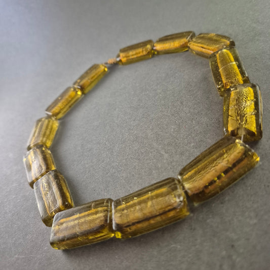 Goldgelbe Glas Halskette – Handgefertigt im Vintage-Stil
