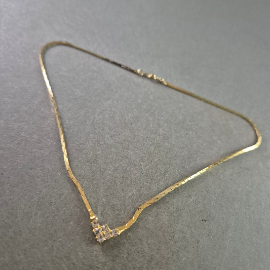 Zarte vergoldete Damen Halskette mit Strass-Element