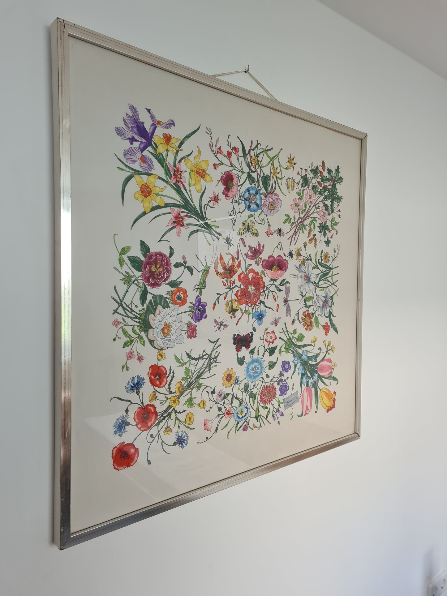 Gucci Seidentuch Gerahmt Seide Stoff Gemälde Vittorio Accornero 90x90cm