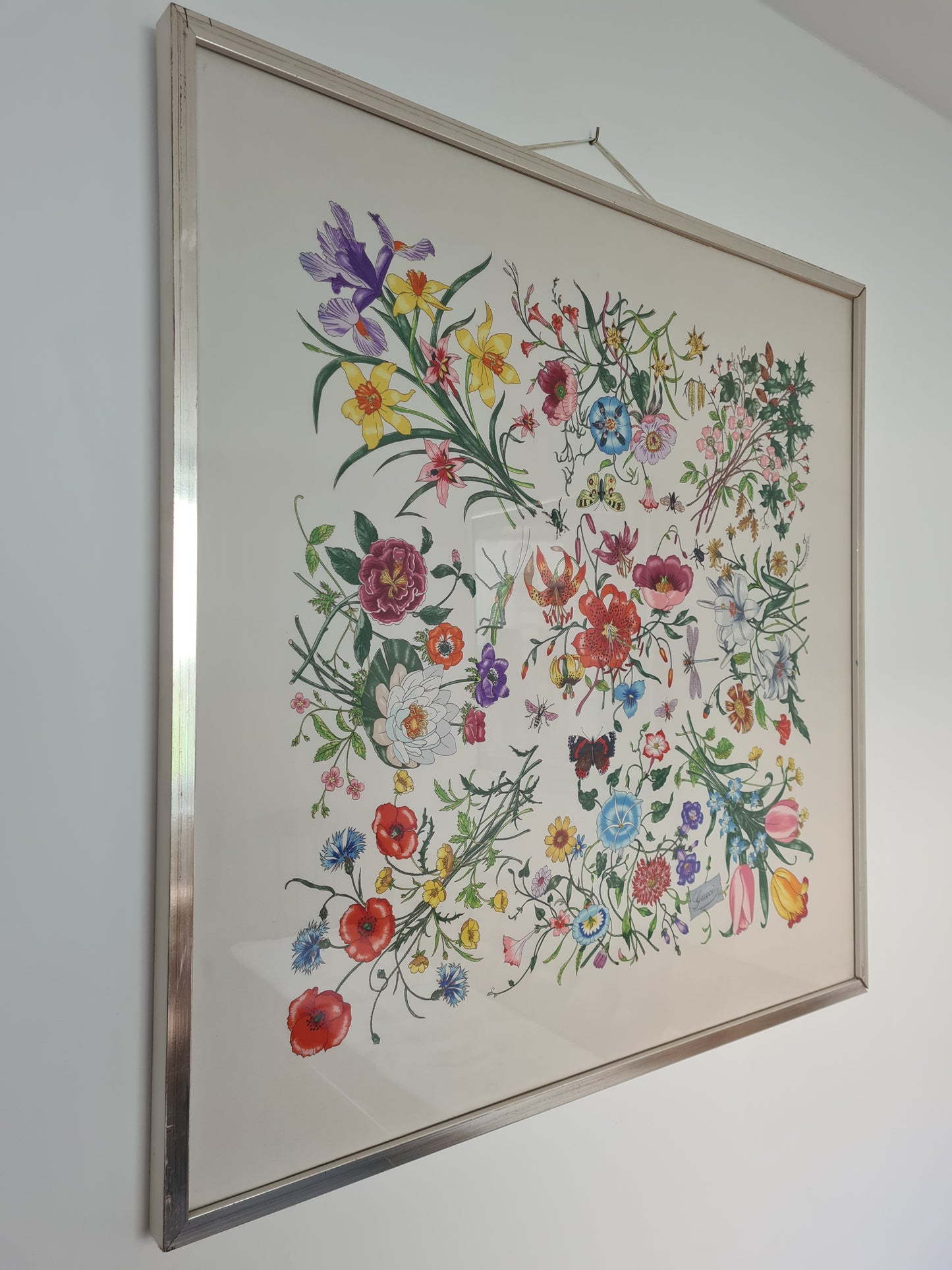 Gucci Seidentuch Gerahmt Seide Stoff Gemälde Vittorio Accornero 90x90cm