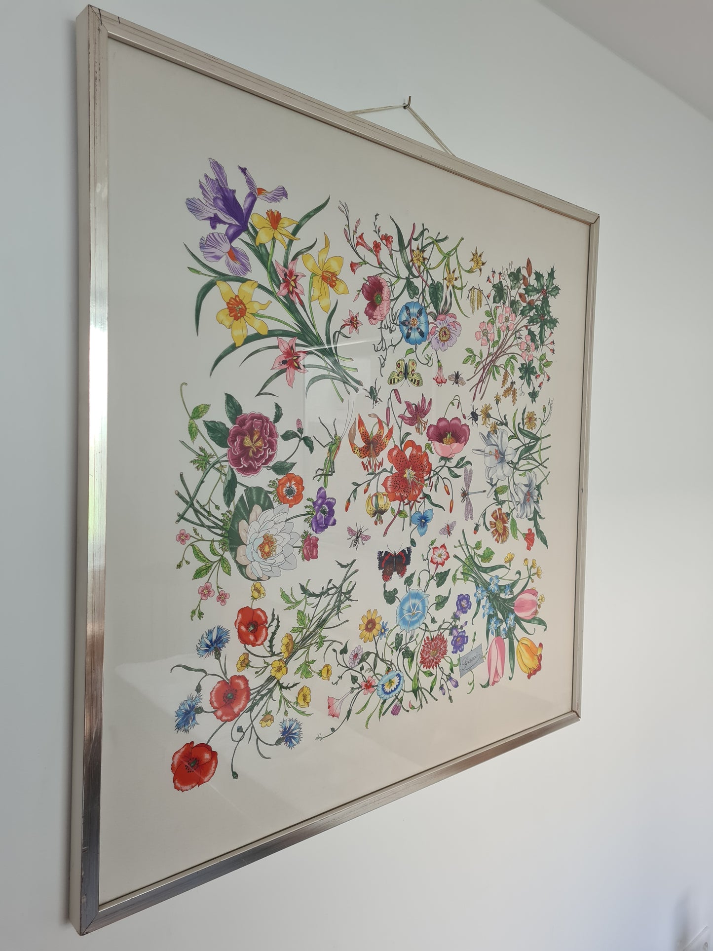 Gucci Seidentuch Gerahmt Seide Stoff Gemälde Vittorio Accornero 90x90cm