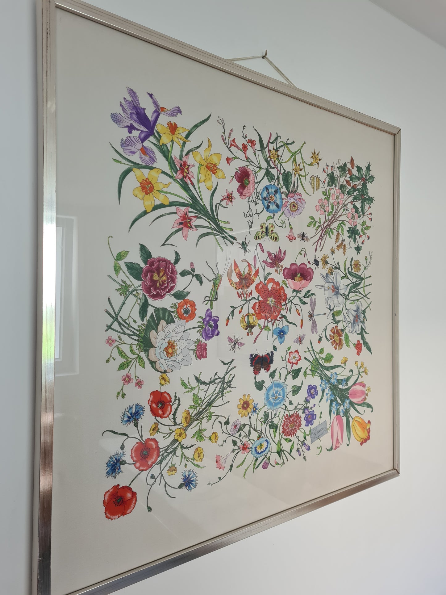 Gucci Seidentuch Gerahmt Seide Stoff Gemälde Vittorio Accornero 90x90cm