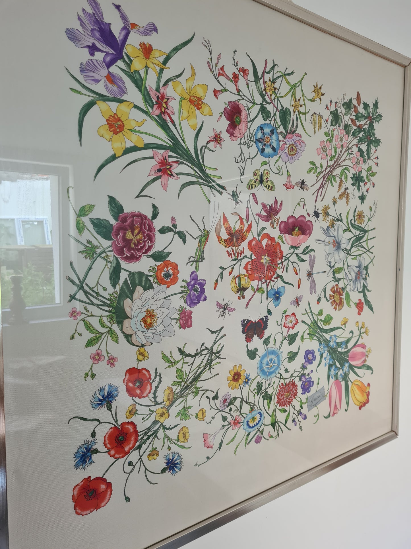 Gucci Seidentuch Gerahmt Seide Stoff Gemälde Vittorio Accornero 90x90cm