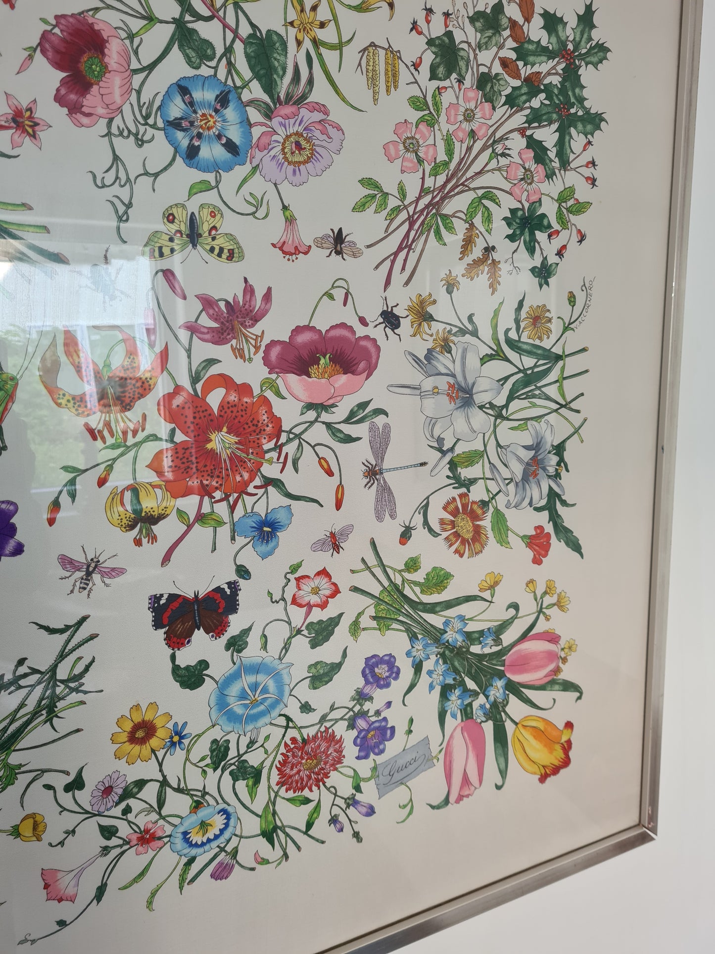 Gucci Seidentuch Gerahmt Seide Stoff Gemälde Vittorio Accornero 90x90cm