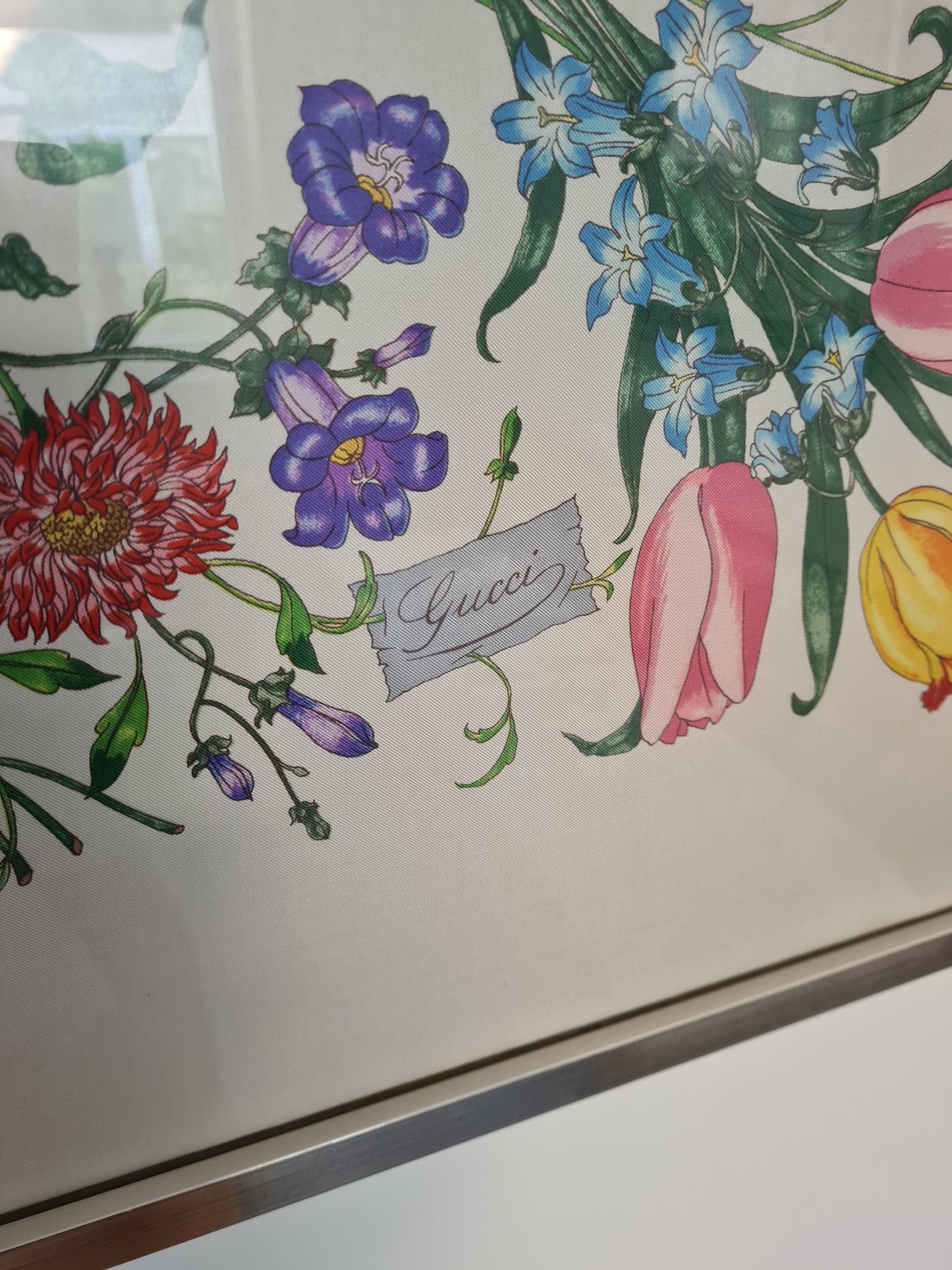 Gucci Seidentuch Gerahmt Seide Stoff Gemälde Vittorio Accornero 90x90cm