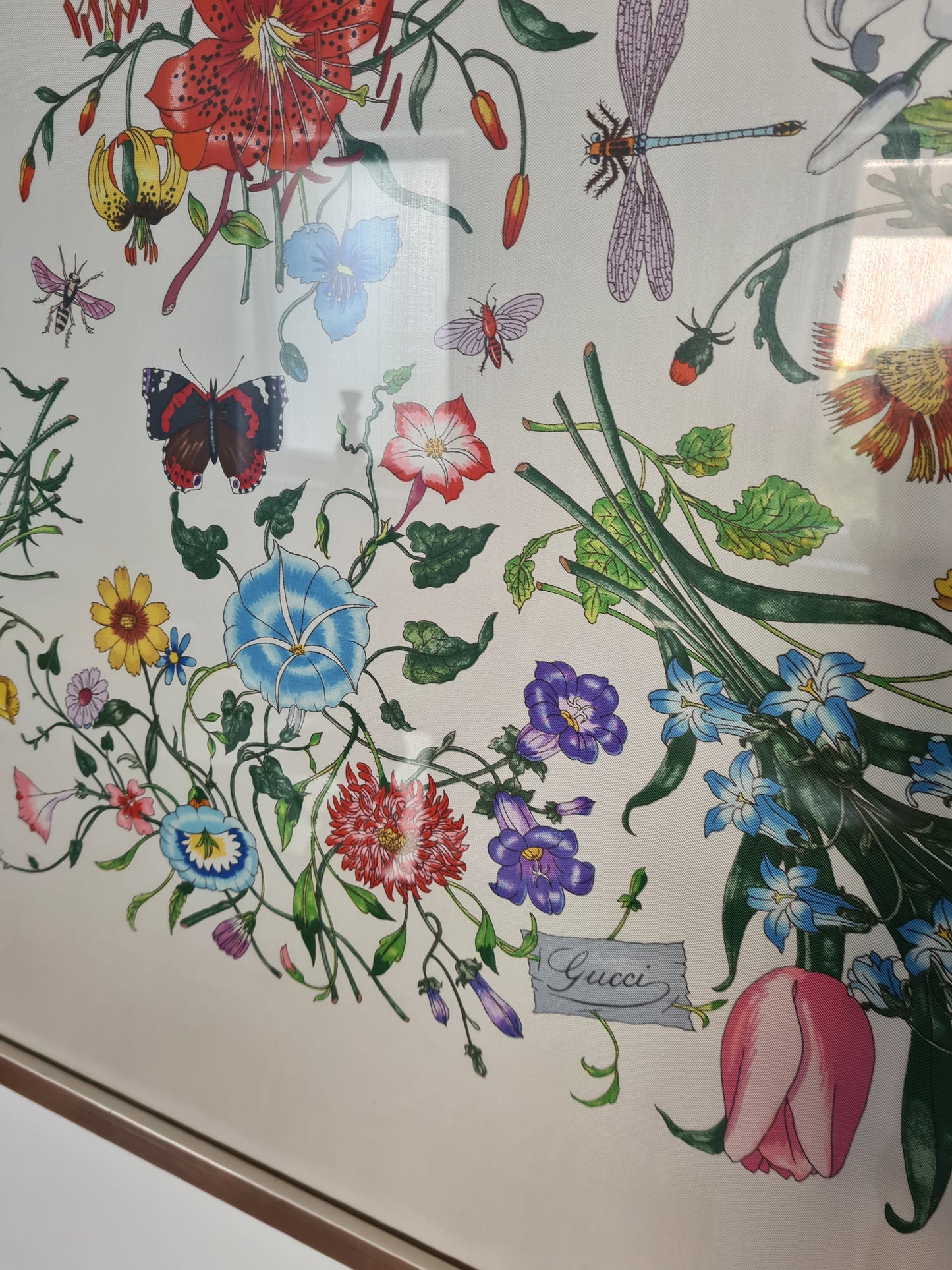 Gucci Seidentuch Gerahmt Seide Stoff Gemälde Vittorio Accornero 90x90cm