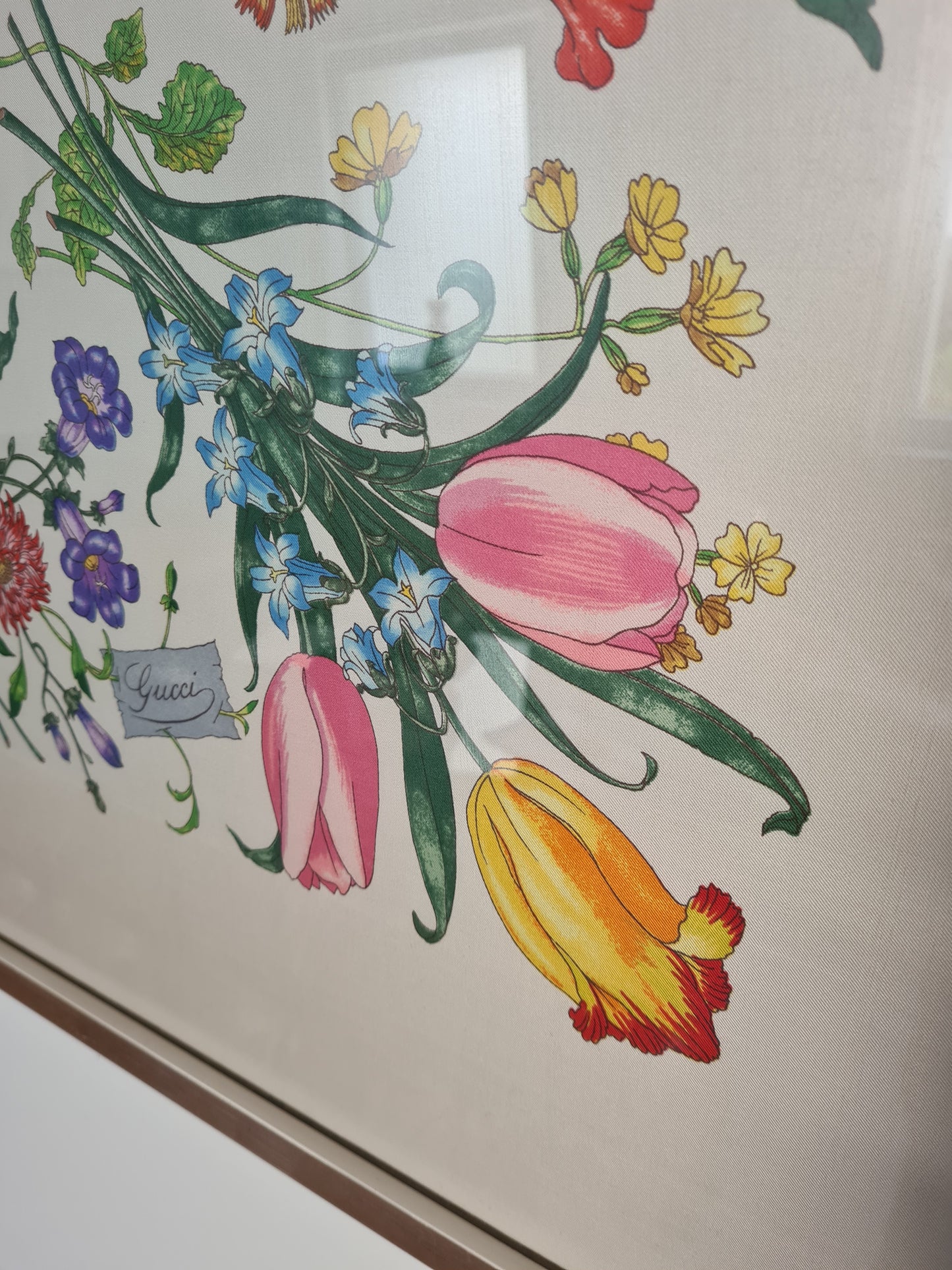 Gucci Seidentuch Gerahmt Seide Stoff Gemälde Vittorio Accornero 90x90cm