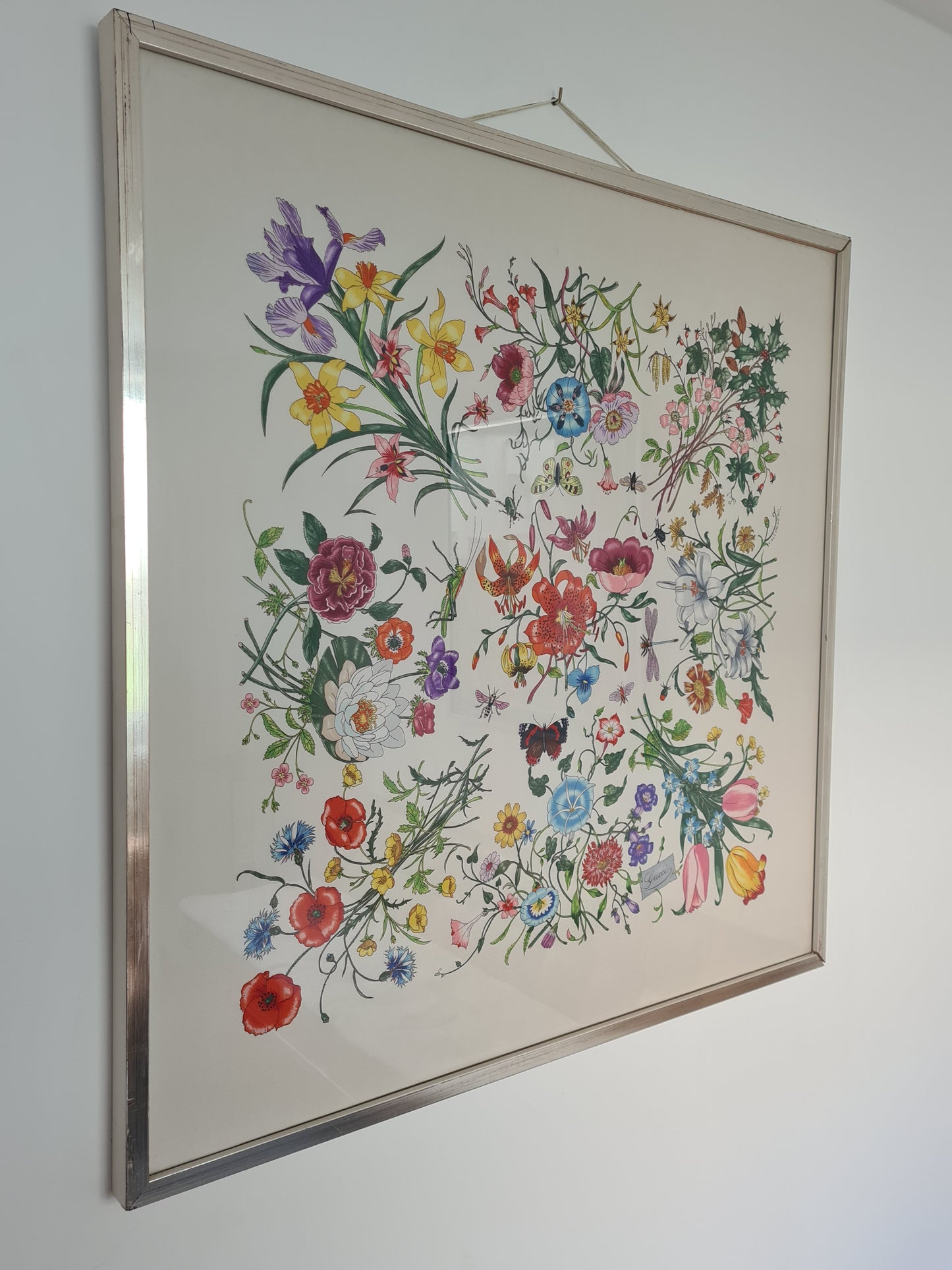 Gucci Seidentuch Gerahmt Seide Stoff Gemälde Vittorio Accornero 90x90cm