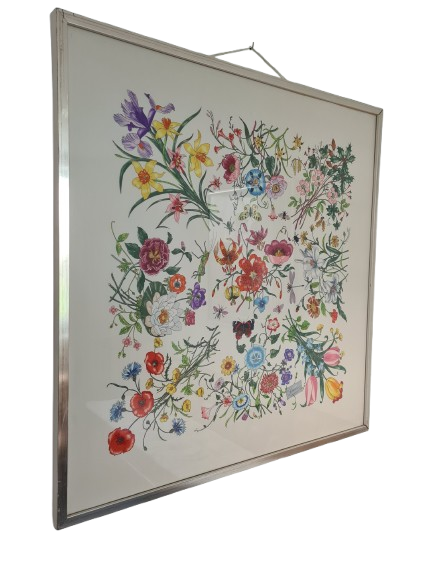 Gucci Seidentuch Gerahmt Seide Stoff Gemälde Vittorio Accornero 90x90cm