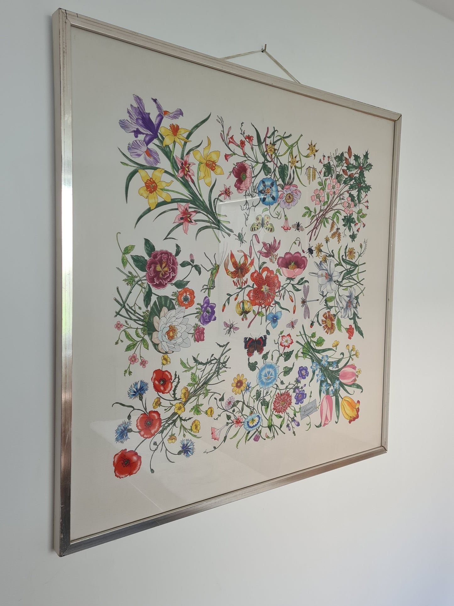 Gucci Seidentuch Gerahmt Seide Stoff Gemälde Vittorio Accornero 90x90cm