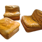 2x Vintage Lounge Sessel + Hocker Leder 1970er 80x100cm