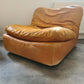 2x Vintage Lounge Sessel + Hocker Leder 1970er 80x100cm