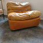 2x Vintage Lounge Sessel + Hocker Leder 1970er 80x100cm