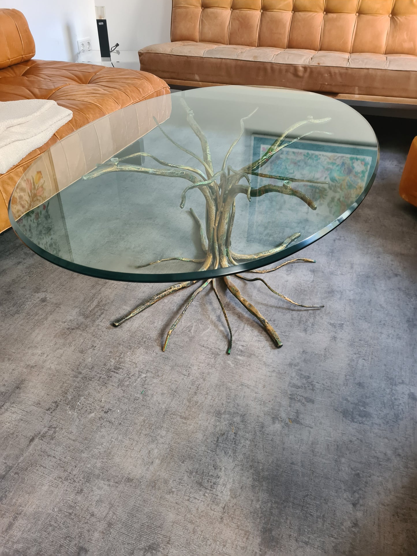 Couchtisch Salvino Marsura signiert Italien Glas Metall 120x75x45cm