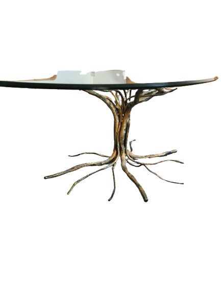 Couchtisch Salvino Marsura signiert Italien Glas Metall 120x75x45cm