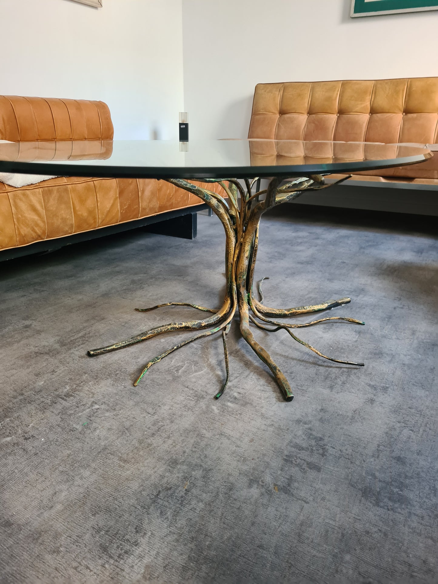 Couchtisch Salvino Marsura signiert Italien Glas Metall 120x75x45cm