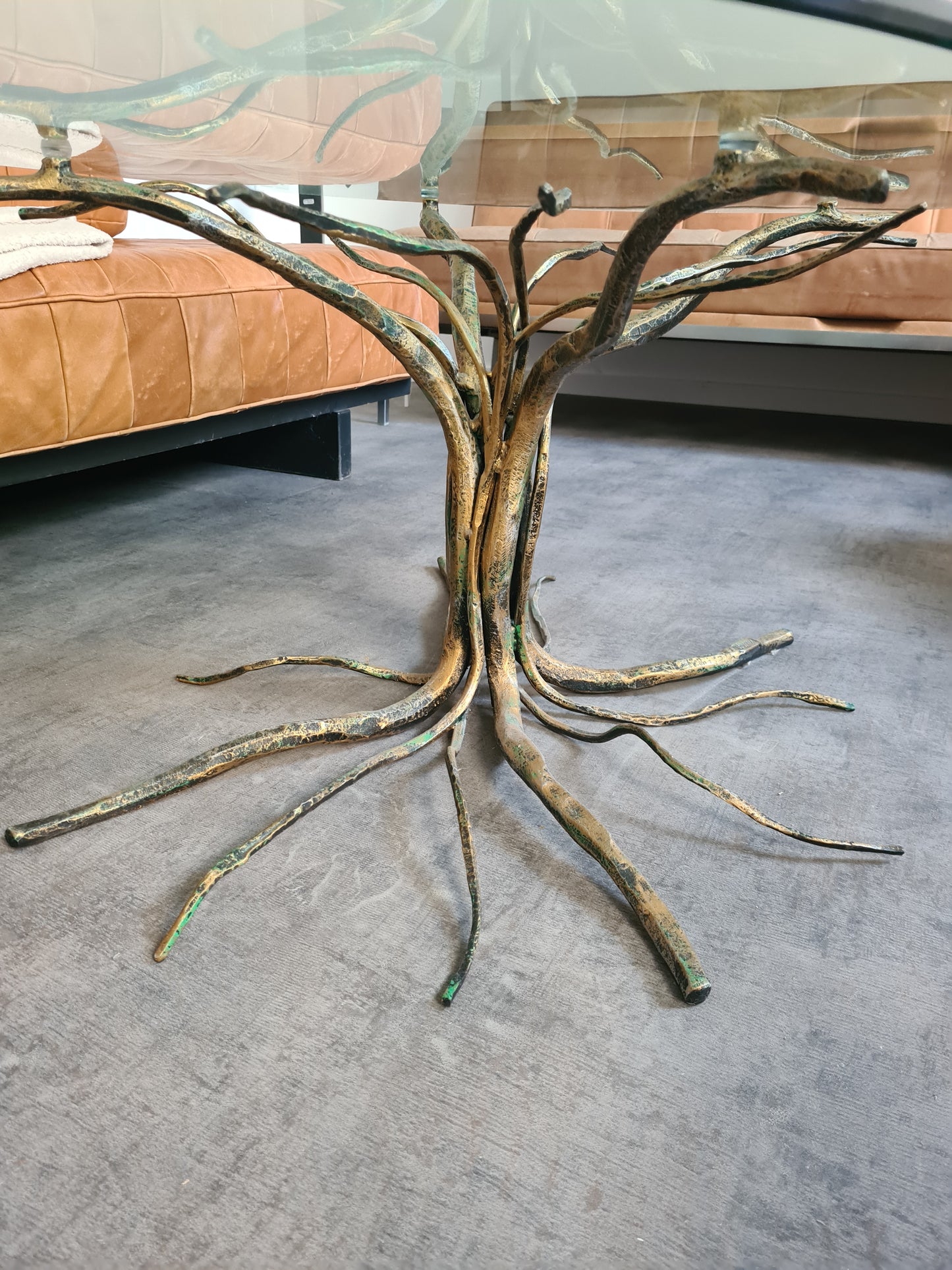 Couchtisch Salvino Marsura signiert Italien Glas Metall 120x75x45cm