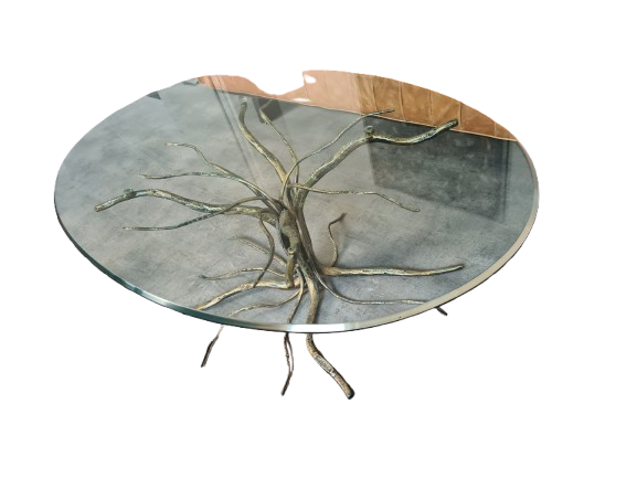 Couchtisch Salvino Marsura signiert Italien Glas Metall 120x75x45cm