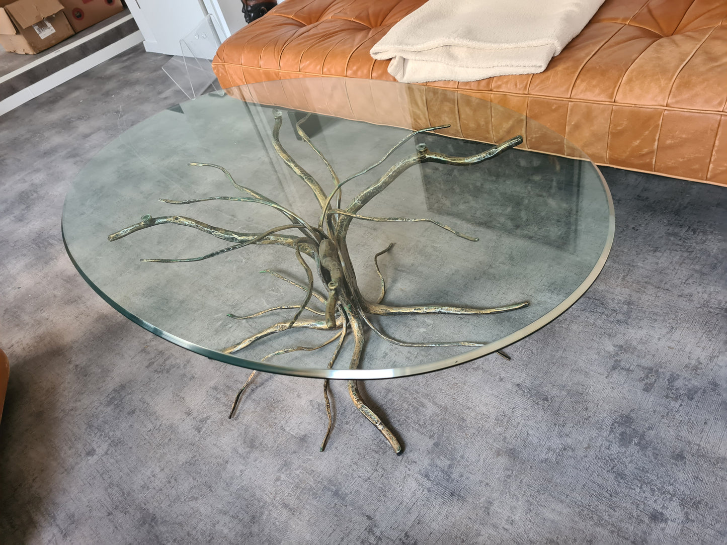 Couchtisch Salvino Marsura signiert Italien Glas Metall 120x75x45cm