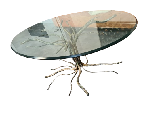 Couchtisch Salvino Marsura signiert Italien Glas Metall 120x75x45cm