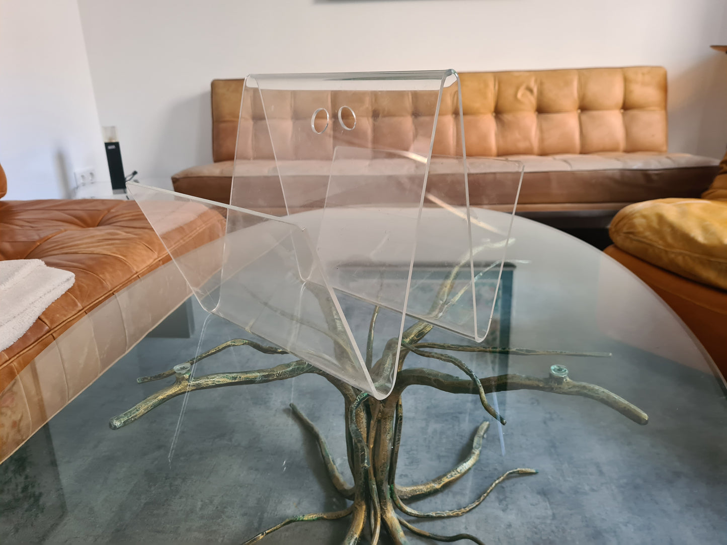 Acrylglas Zeitungshalter Ständer Mid Century Plexiglas 30cm