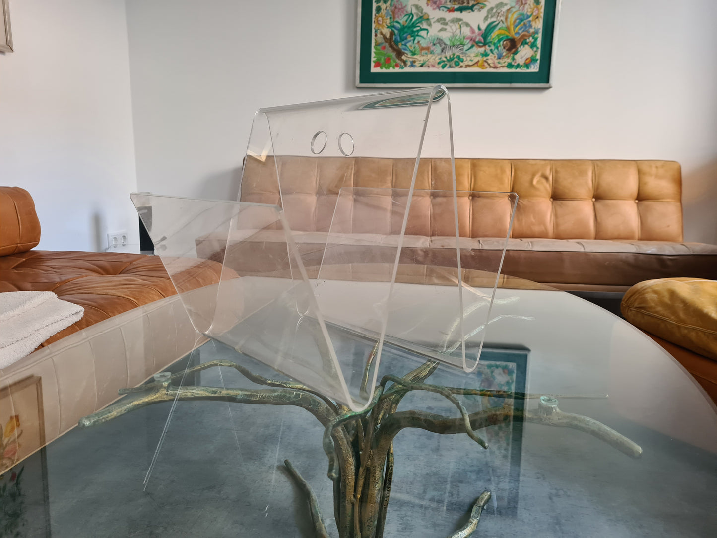 Acrylglas Zeitungshalter Ständer Mid Century Plexiglas 30cm