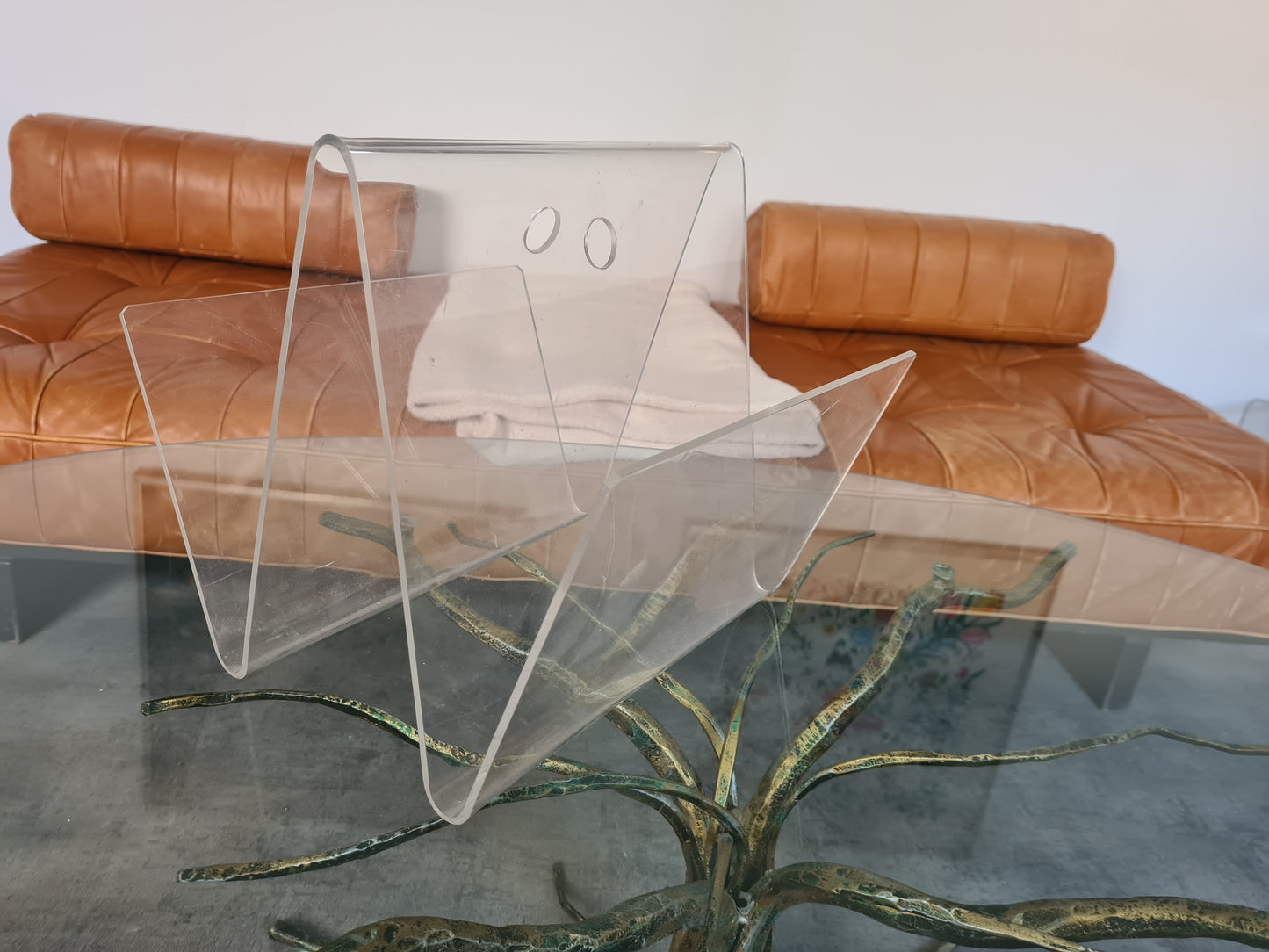 Acrylglas Zeitungshalter Ständer Mid Century Plexiglas 30cm