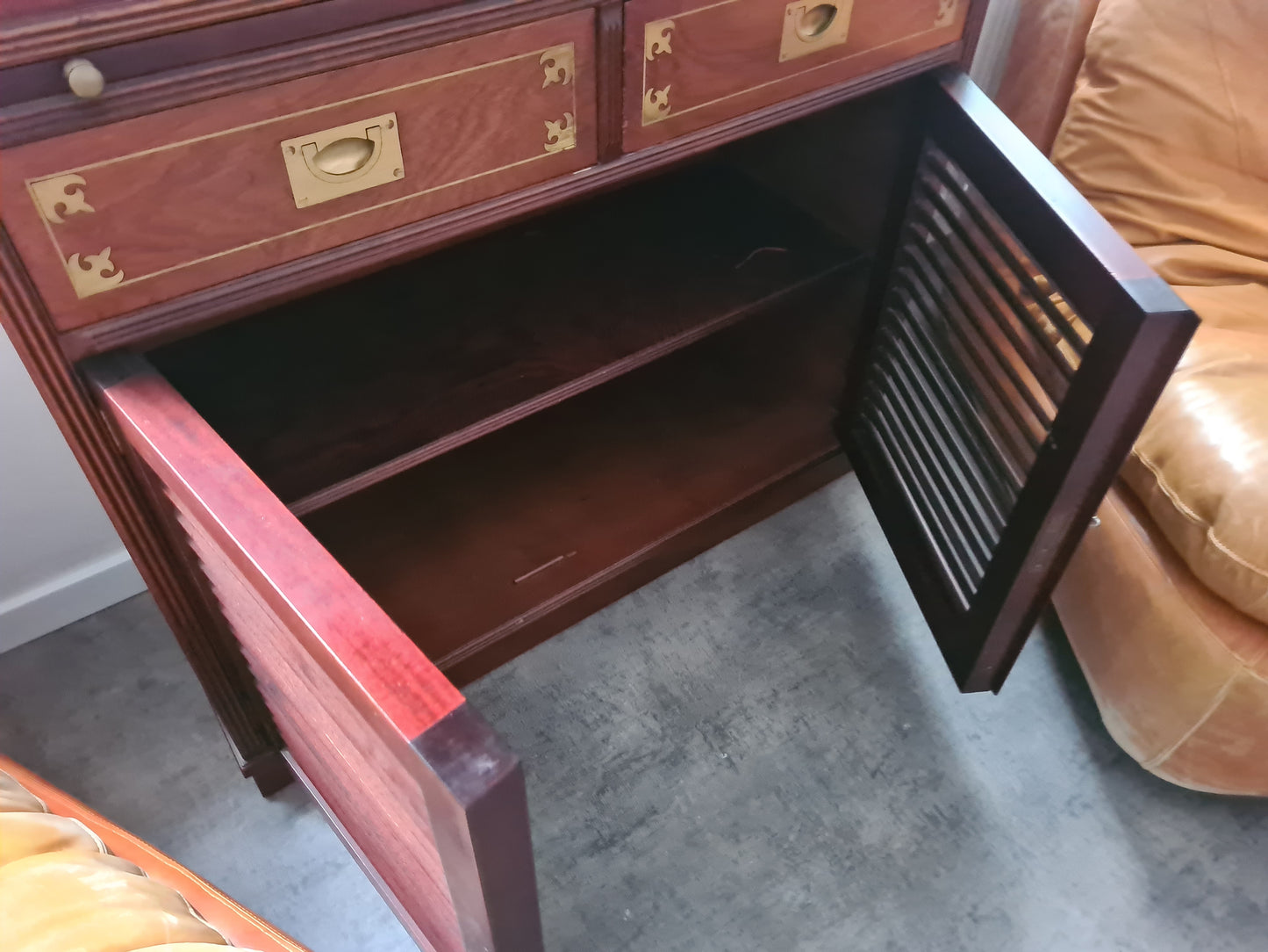 Marine Schrank Schiffsmöbel Sekretär Old Navy Bullauge Messing130cm