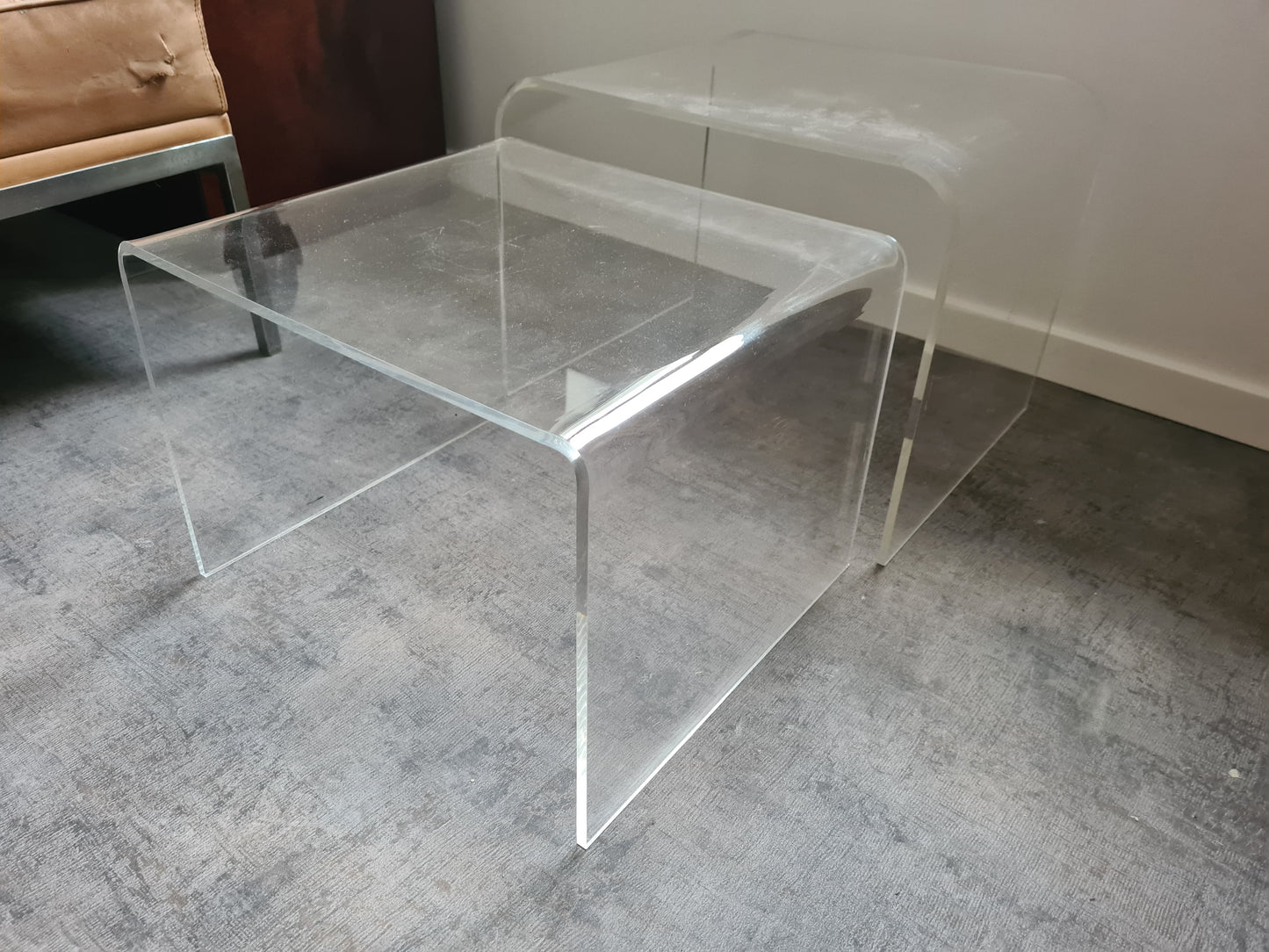 60er 70er Jahre Beistelltische Schachteltische Acrylglas Tisch 45cm