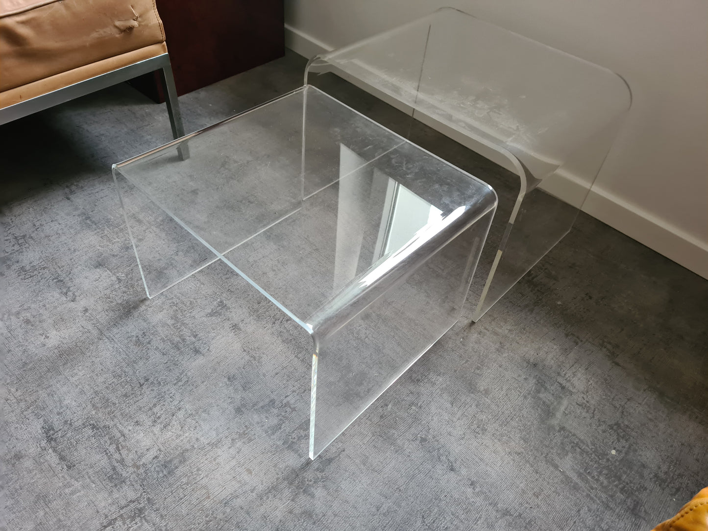 60er 70er Jahre Beistelltische Schachteltische Acrylglas Tisch 45cm