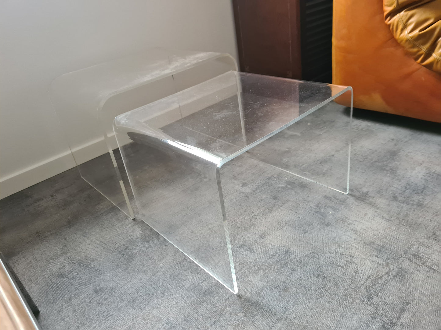 60er 70er Jahre Beistelltische Schachteltische Acrylglas Tisch 45cm