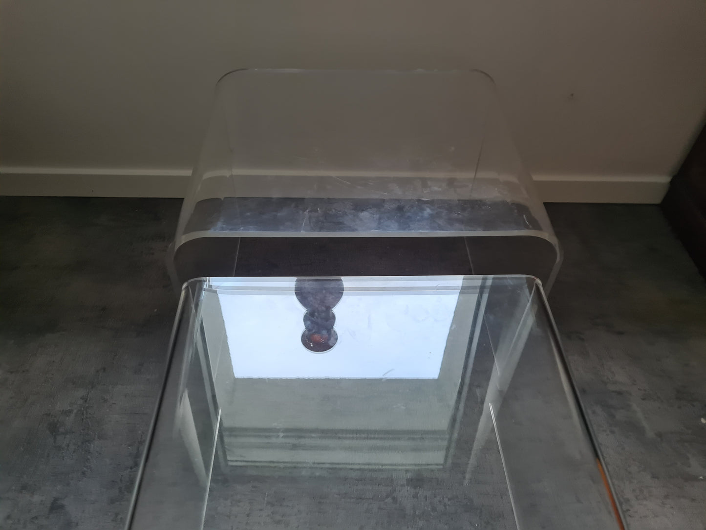 60er 70er Jahre Beistelltische Schachteltische Acrylglas Tisch 45cm