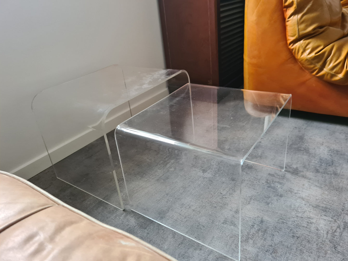 60er 70er Jahre Beistelltische Schachteltische Acrylglas Tisch 45cm