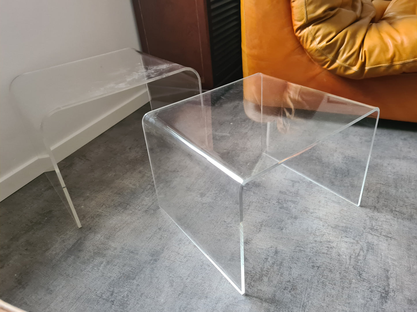 60er 70er Jahre Beistelltische Schachteltische Acrylglas Tisch 45cm