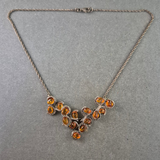 Vintage Collier mit Bernstein-Optik – Elegante Statement Kette