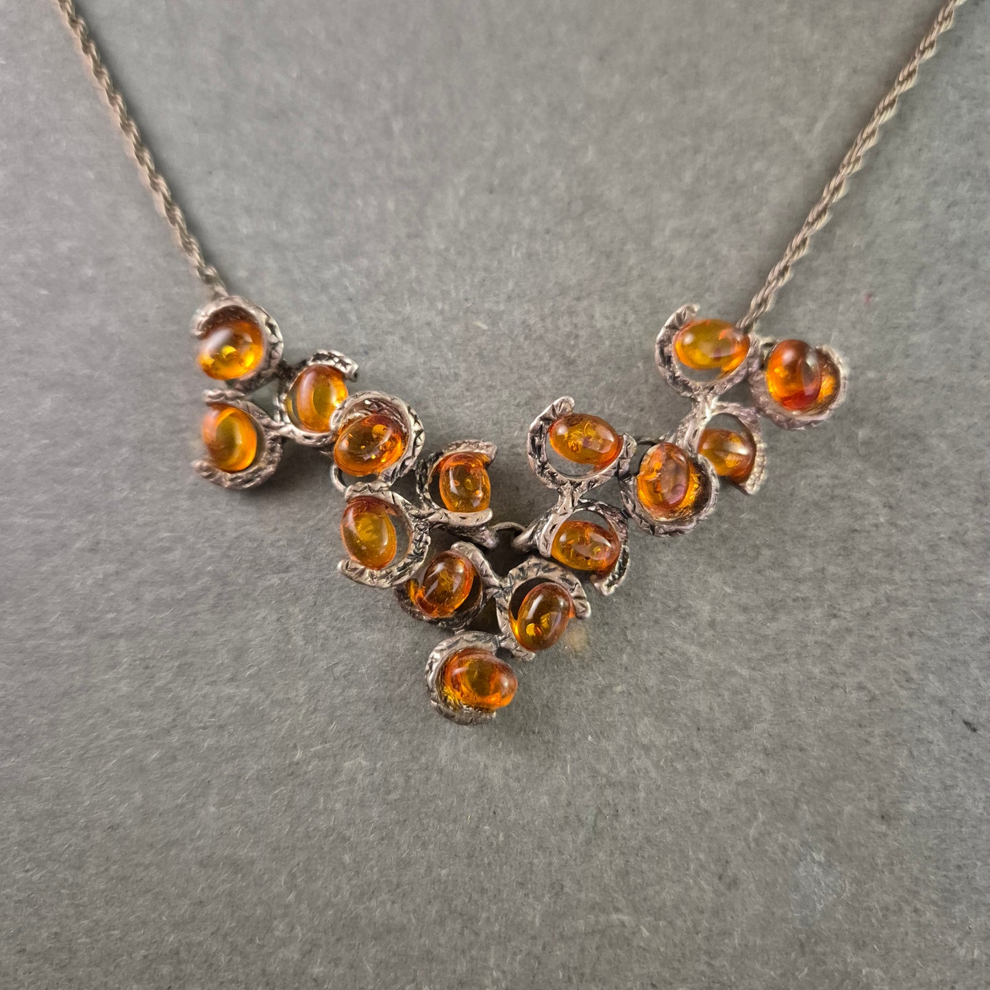 Vintage Collier mit Bernstein-Optik – Elegante Statement Kette