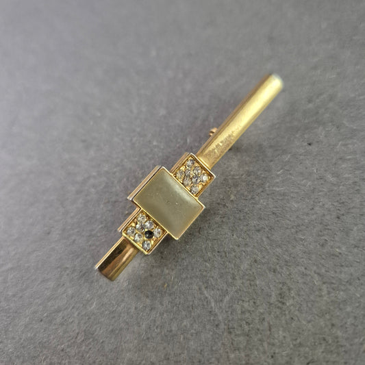 Elegante Goldfarbene Brosche mit Zirkonia